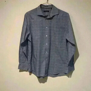 Tommy Hilfiger casual button down shirt 16-16 1/2 34/35 large plaid blue